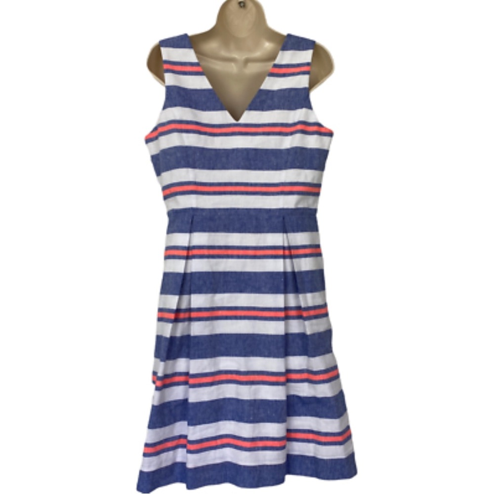 Vineyard Vines Blue, White & Pink Striped Sleeveless Dress